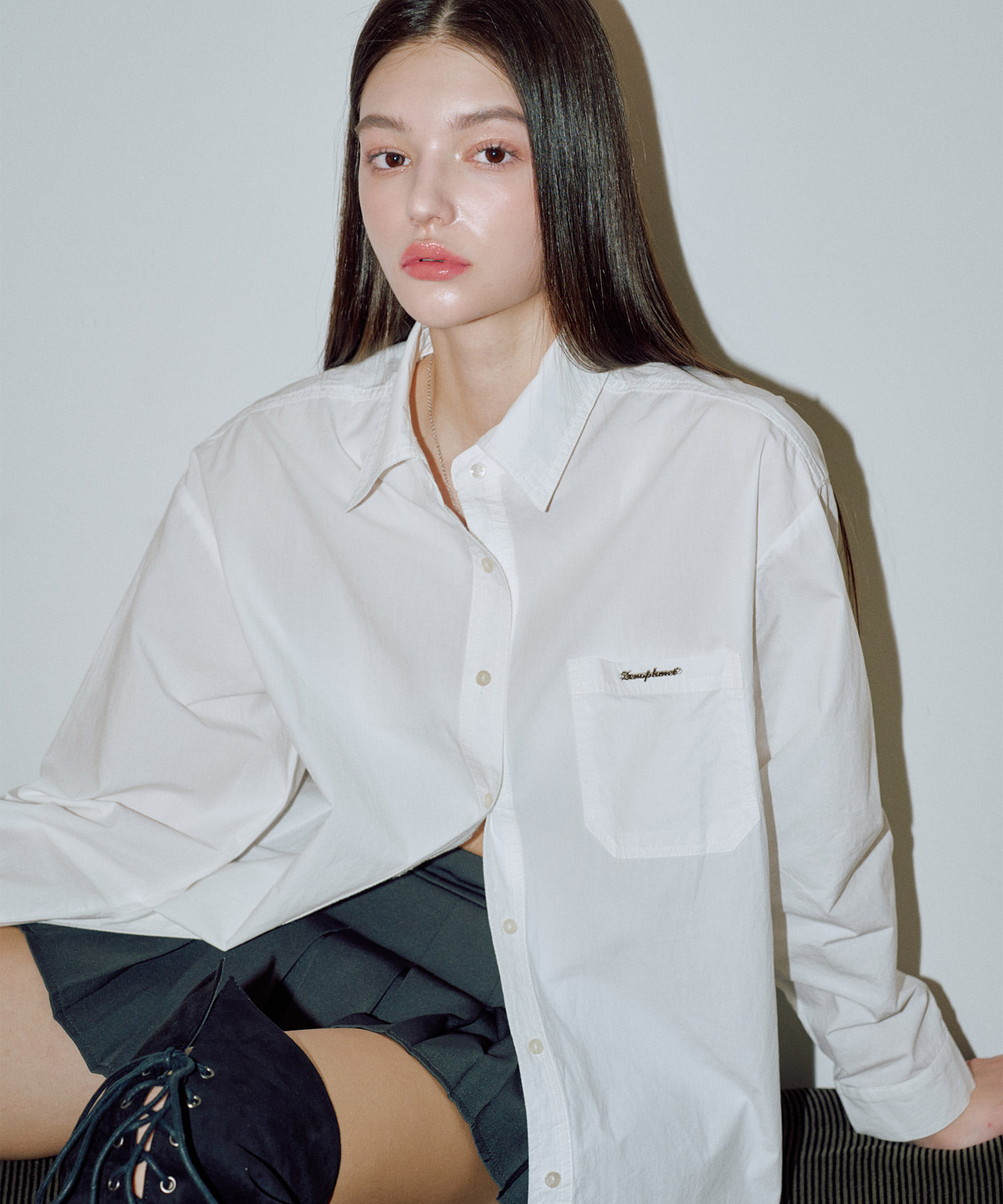베이직 오버핏 셔츠 [WHITE] 김나영이 착용한 제로플래닛